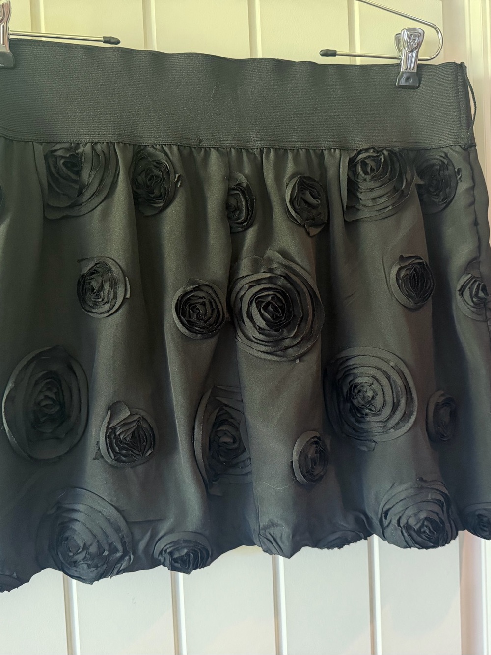 Stooshy Black Floral Rosette Skater Skirt